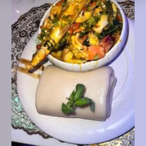 Seafood Okro and Poundo